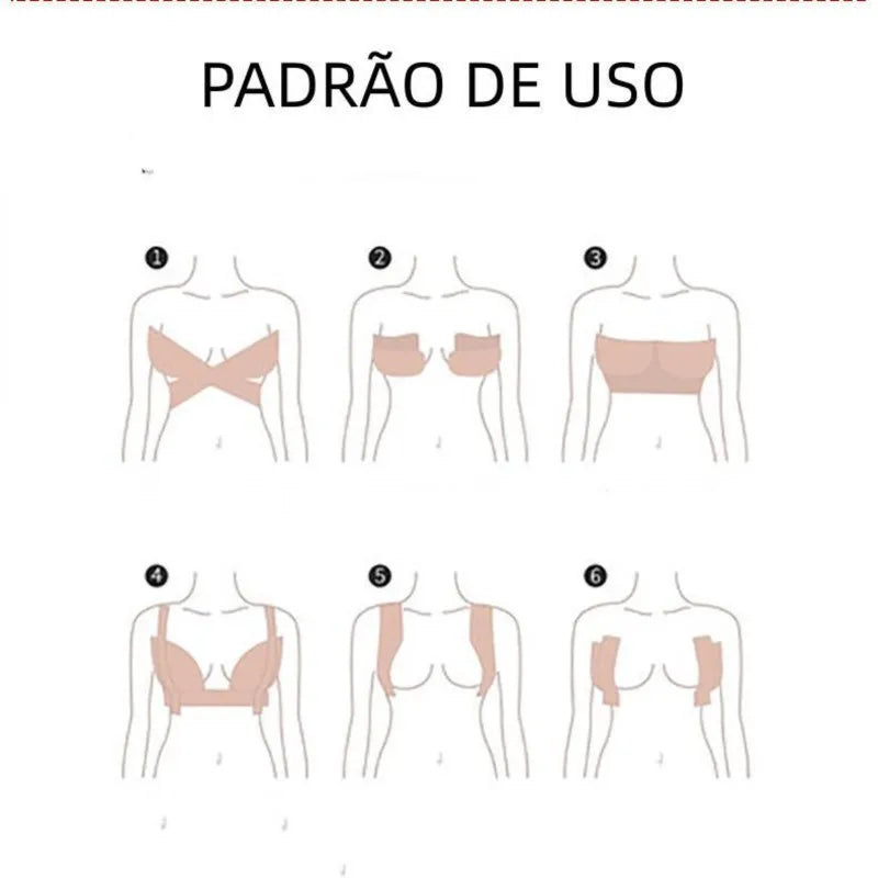 Sutiã Adesivo Boob Tape 3D - Invisível, À Prova d'Água e Resistente ao Suor