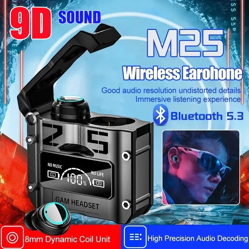 M25 TWS Fones de Ouvido Sem Fio Bluetooth Touch Control Estéreo com Redução de Ruído e Microfone